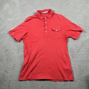 Criquet Polo Shirt Mens‎ Large Red 100% Organic Cotton Pocket Button Golf Casual